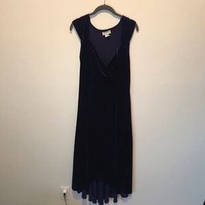 Amanda Lane blue velveteen high low dress